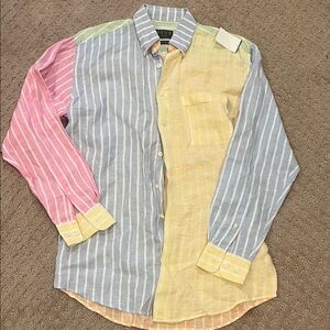 MINE Linen M Colorful Striped Linen Shirt